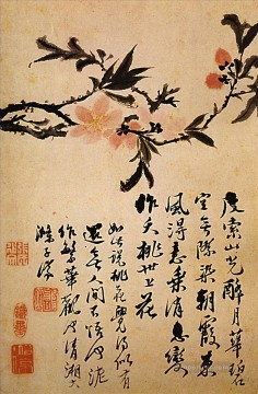 seated man holding a branch Painting - Shitao branch to fish 1694 old China ink